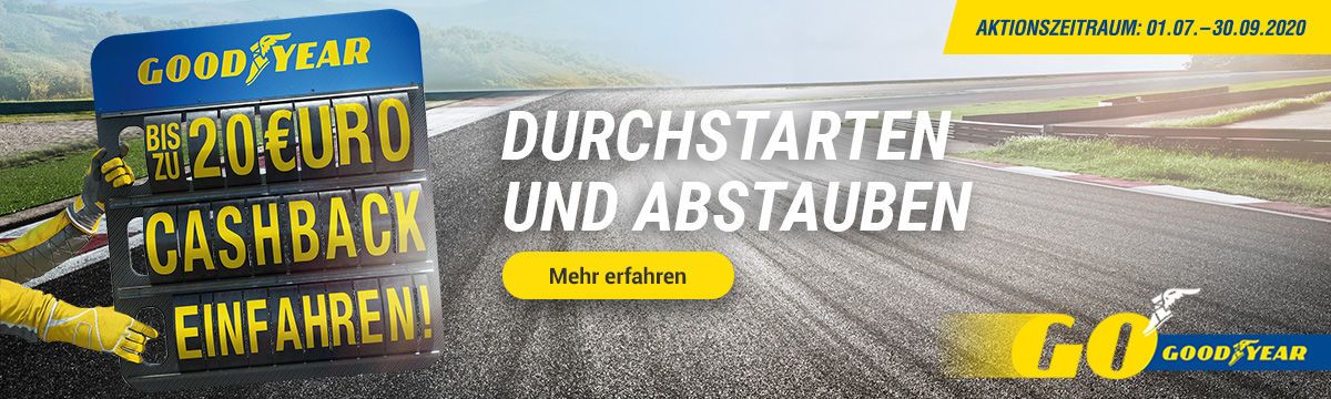 Goodyear Cashback Bis zu 20 Euro Cashback sichern!